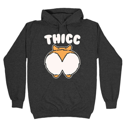 Thicc Corgi Butt Parody White Print Hoodie