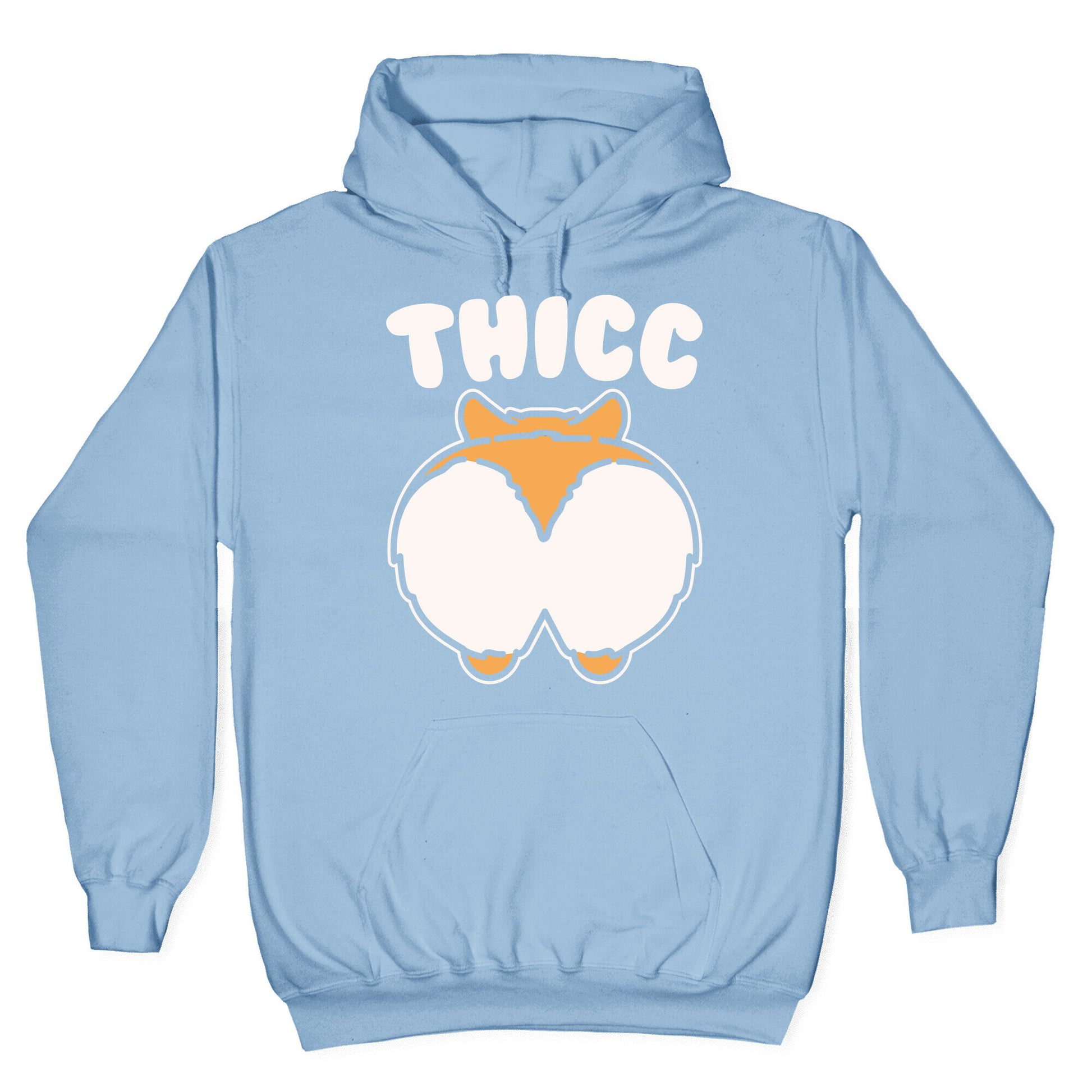 Thicc Corgi Butt Parody White Print Hoodie