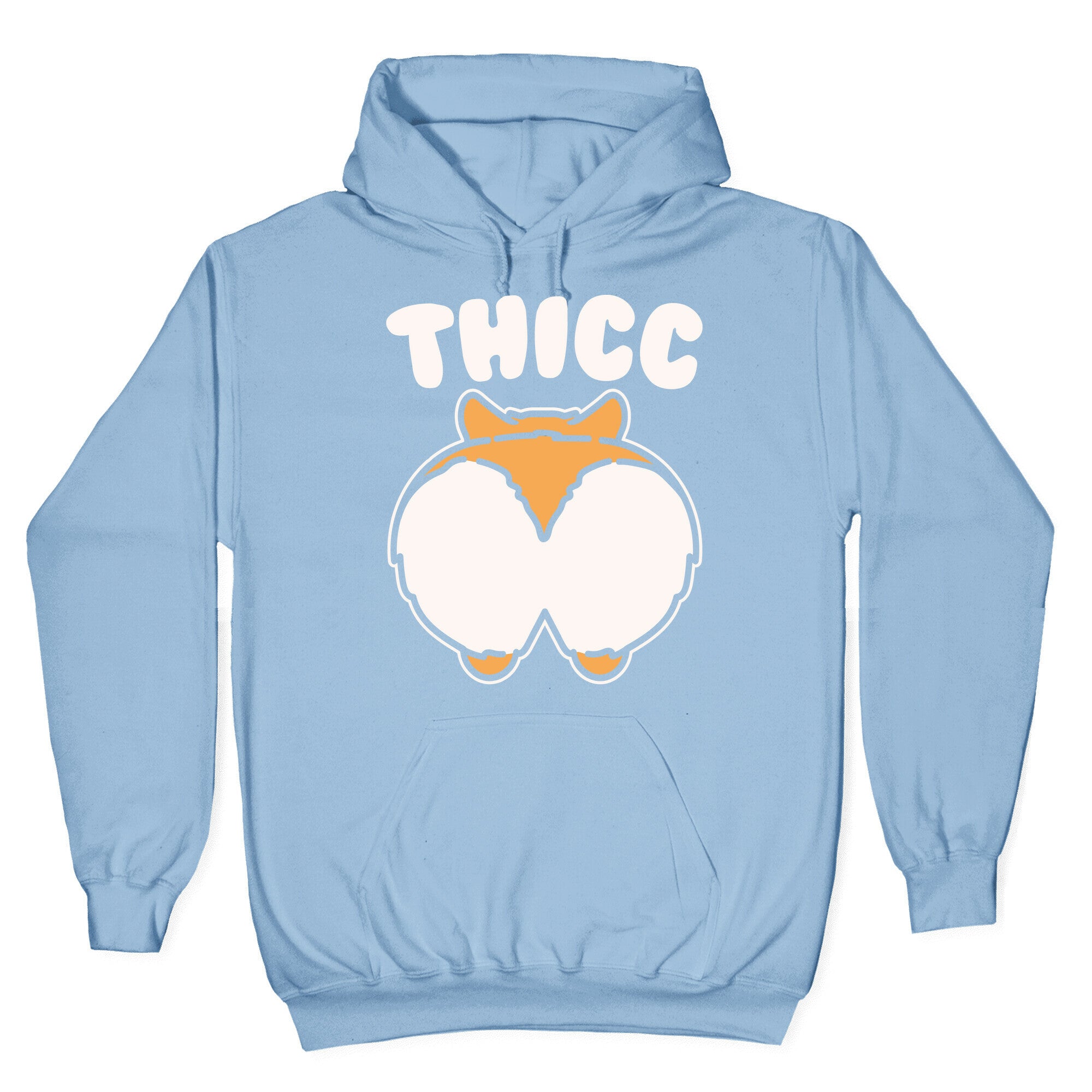 Thicc Corgi Butt Parody White Print Hoodie