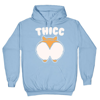 Thicc Corgi Butt Parody White Print Hoodie