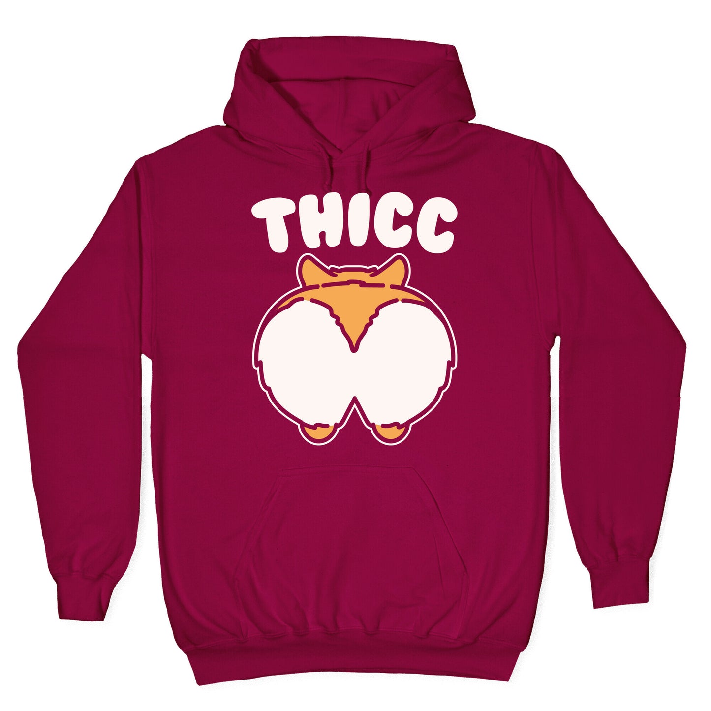 Thicc Corgi Butt Parody White Print Hoodie