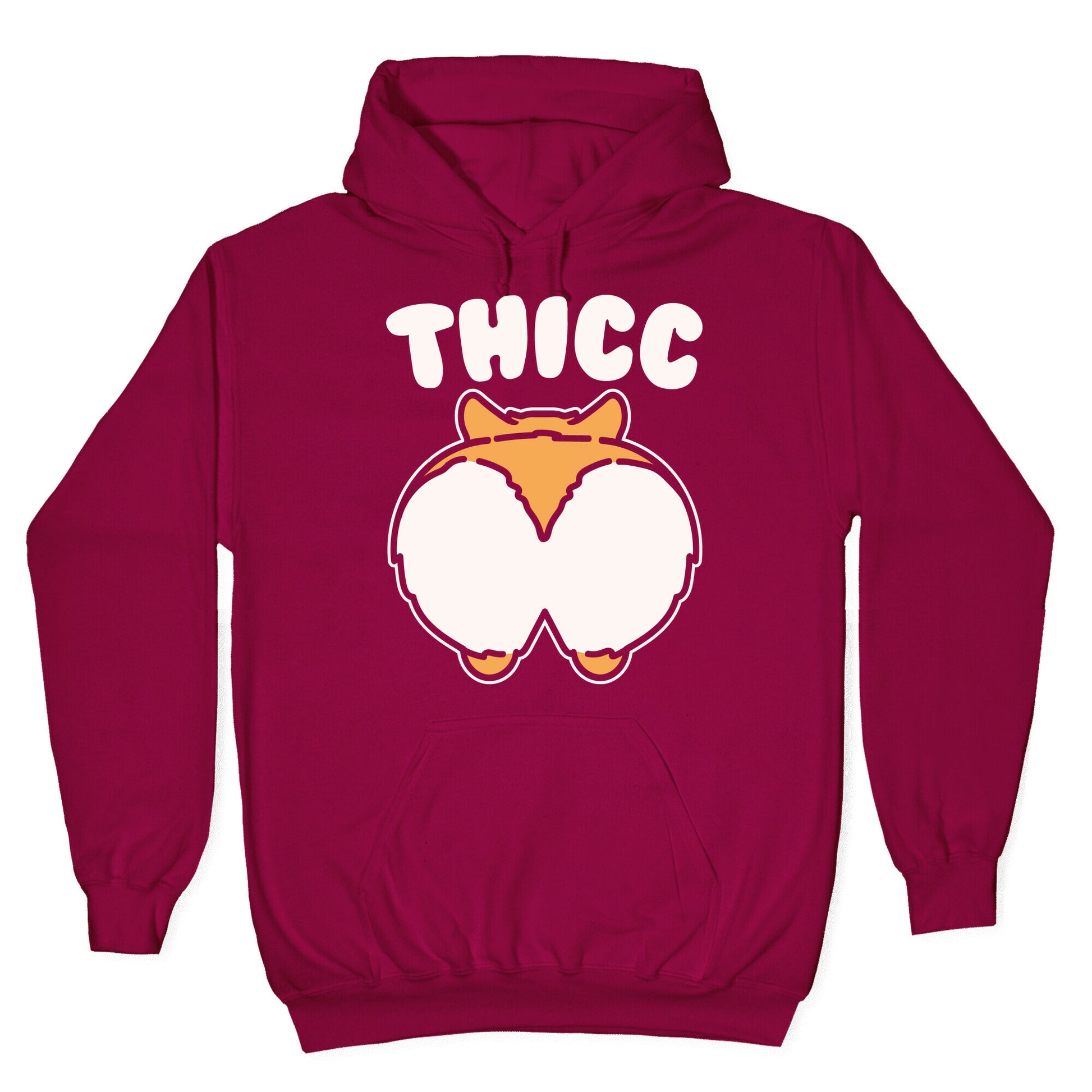 Thicc Corgi Butt Parody White Print Hoodie