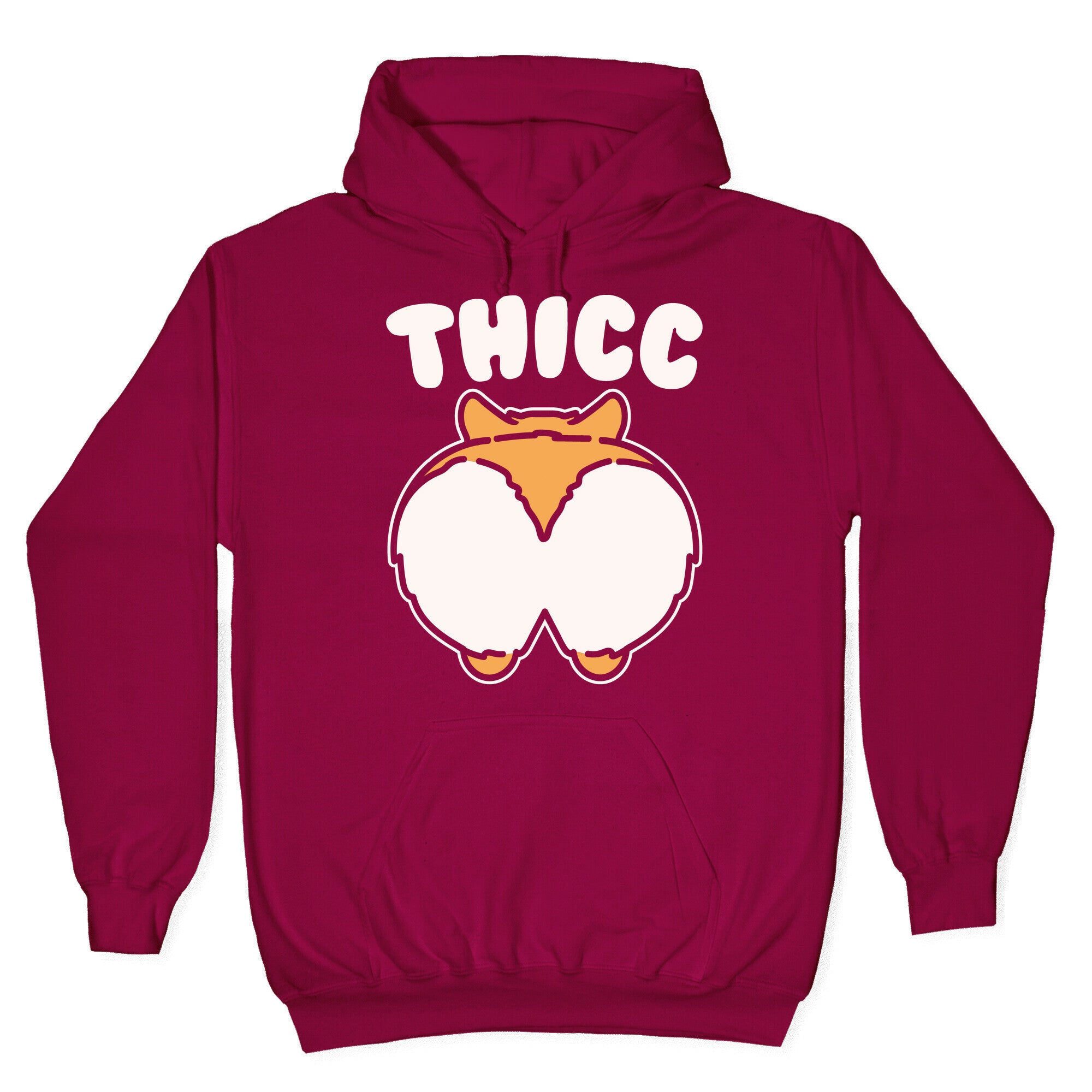 Thicc Corgi Butt Parody White Print Hoodie