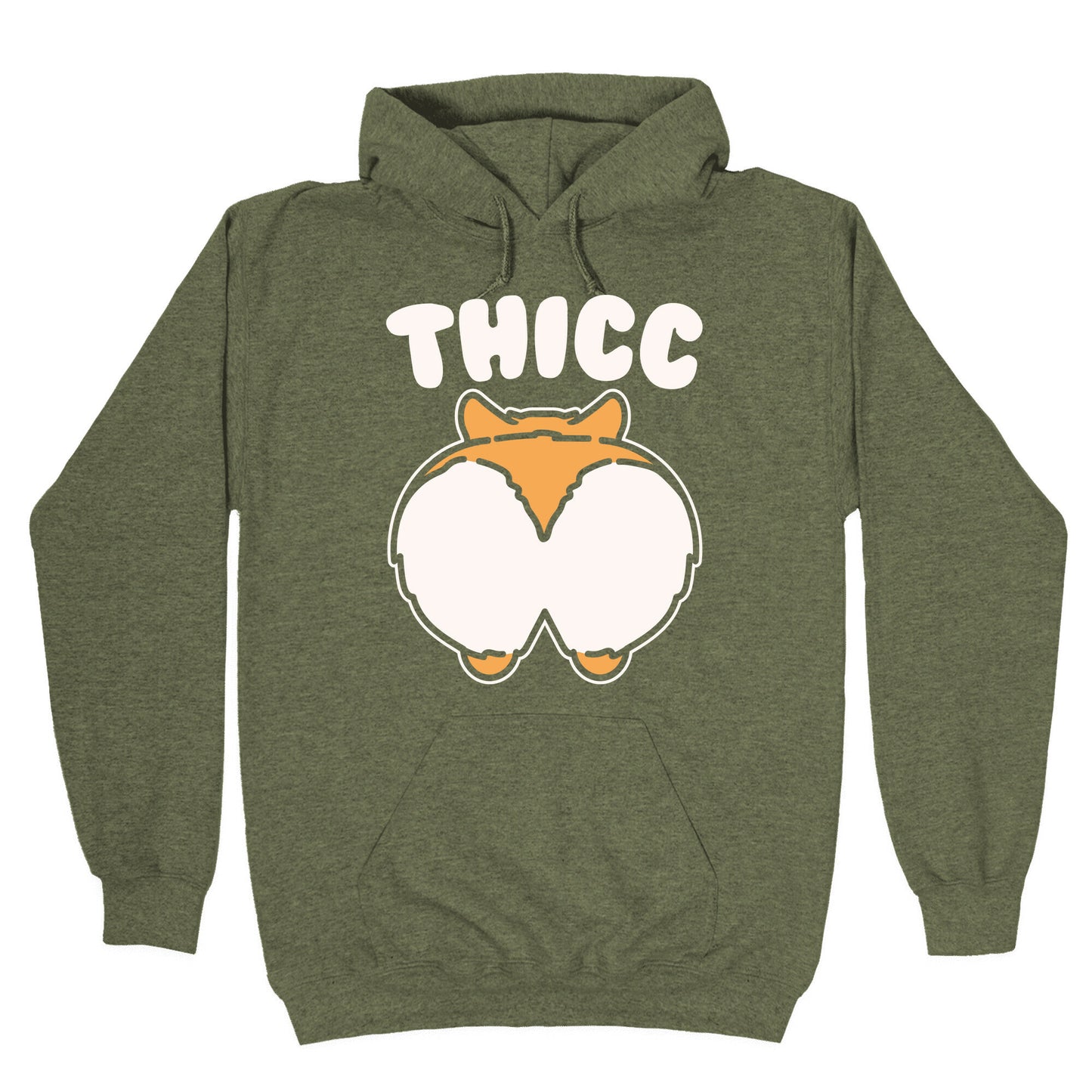 Thicc Corgi Butt Parody White Print Hoodie