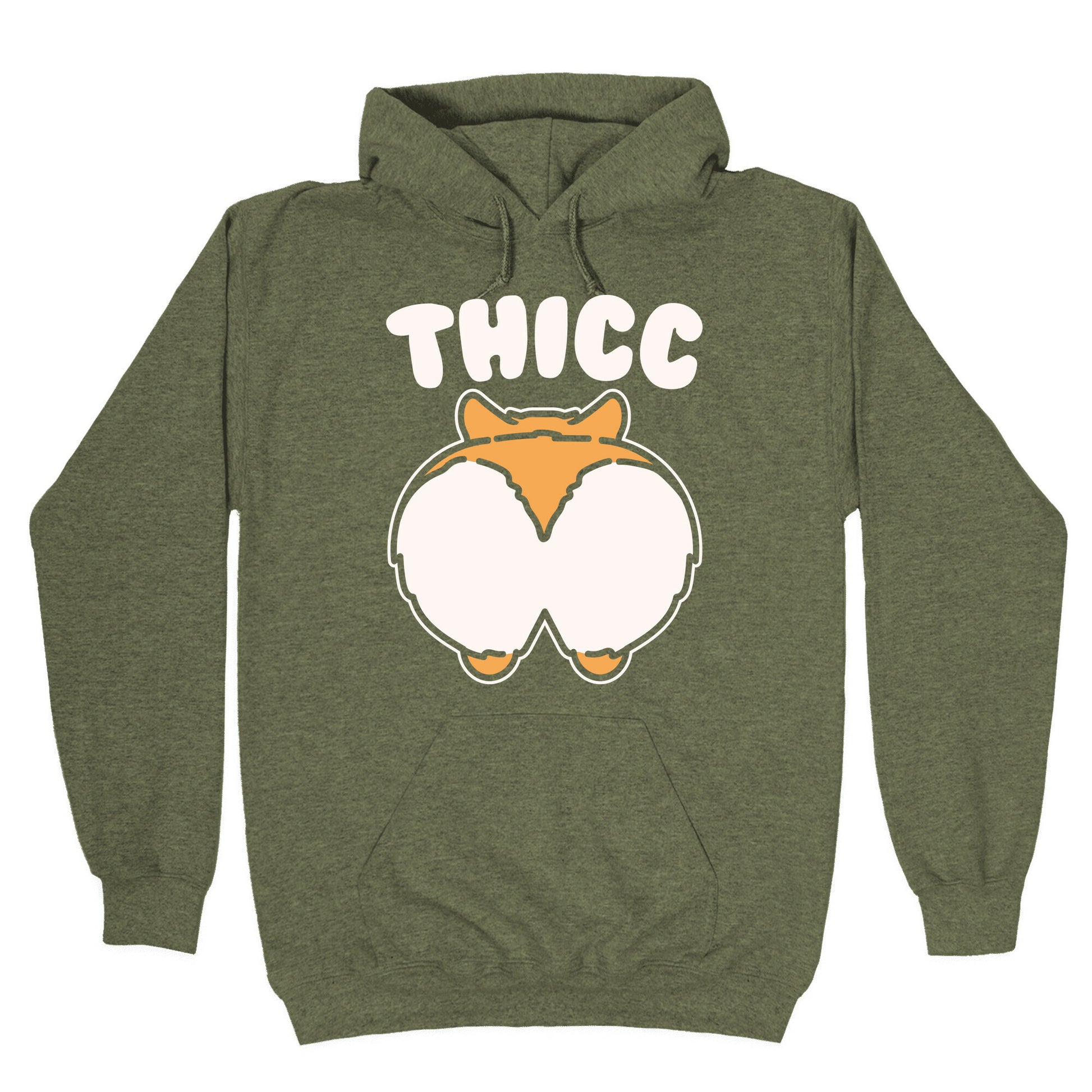 Thicc Corgi Butt Parody White Print Hoodie