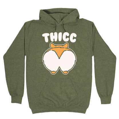 Thicc Corgi Butt Parody White Print Hoodie
