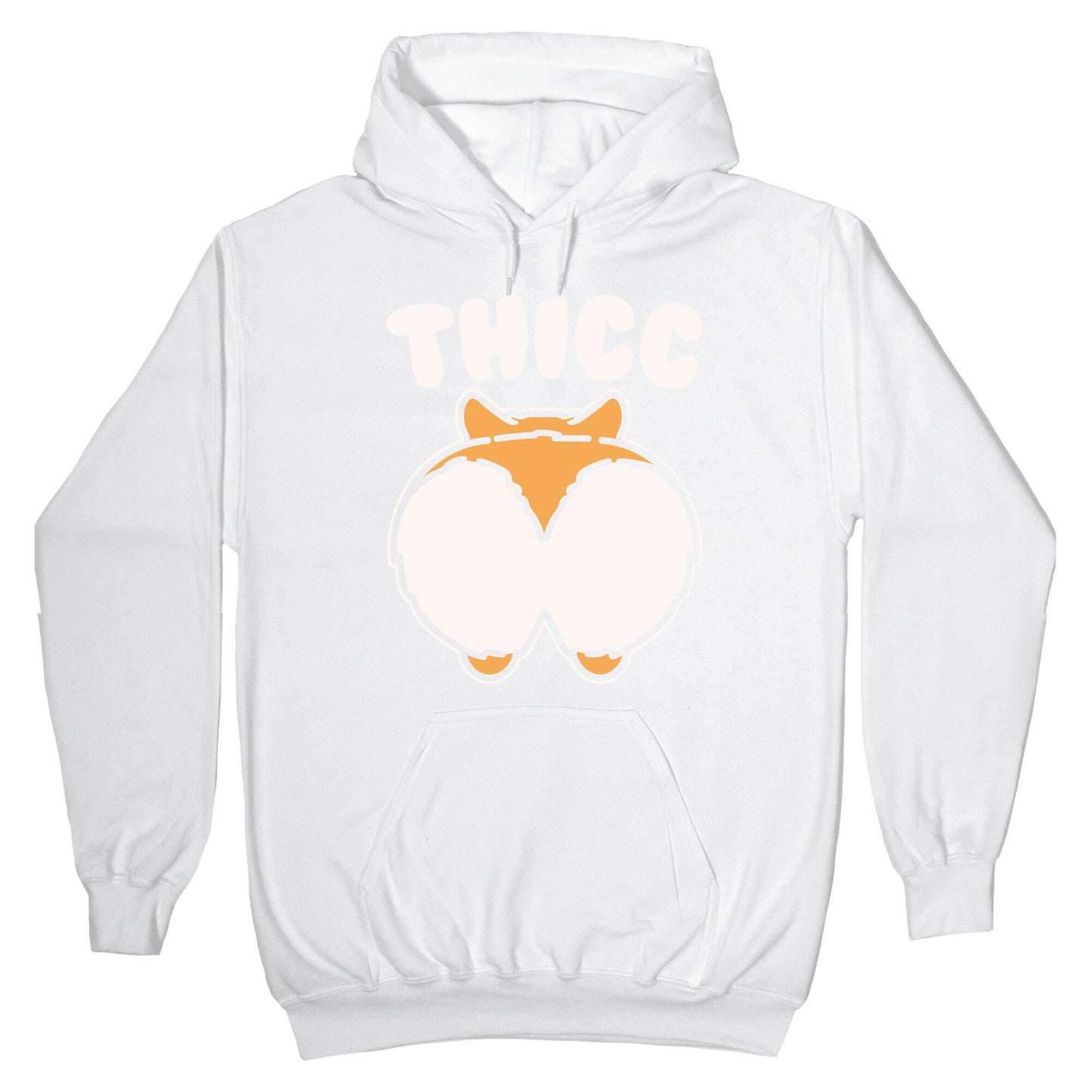 Thicc Corgi Butt Parody White Print Hoodie