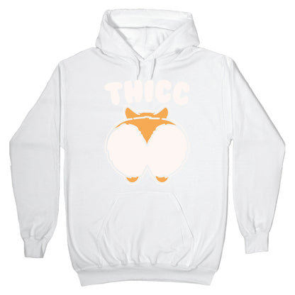 Thicc Corgi Butt Parody White Print Hoodie