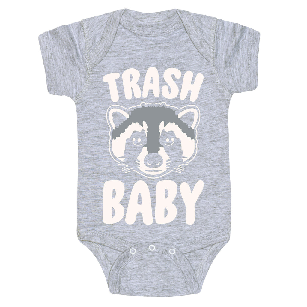Trash Baby White Print Baby One Piece