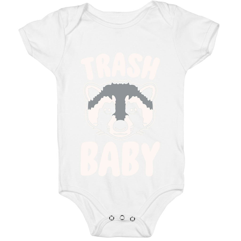 Trash Baby White Print Baby One Piece