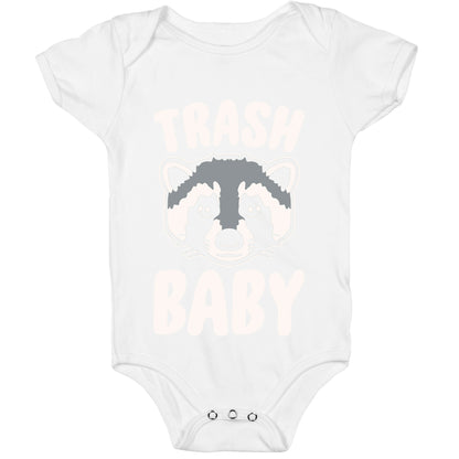 Trash Baby White Print Baby One Piece
