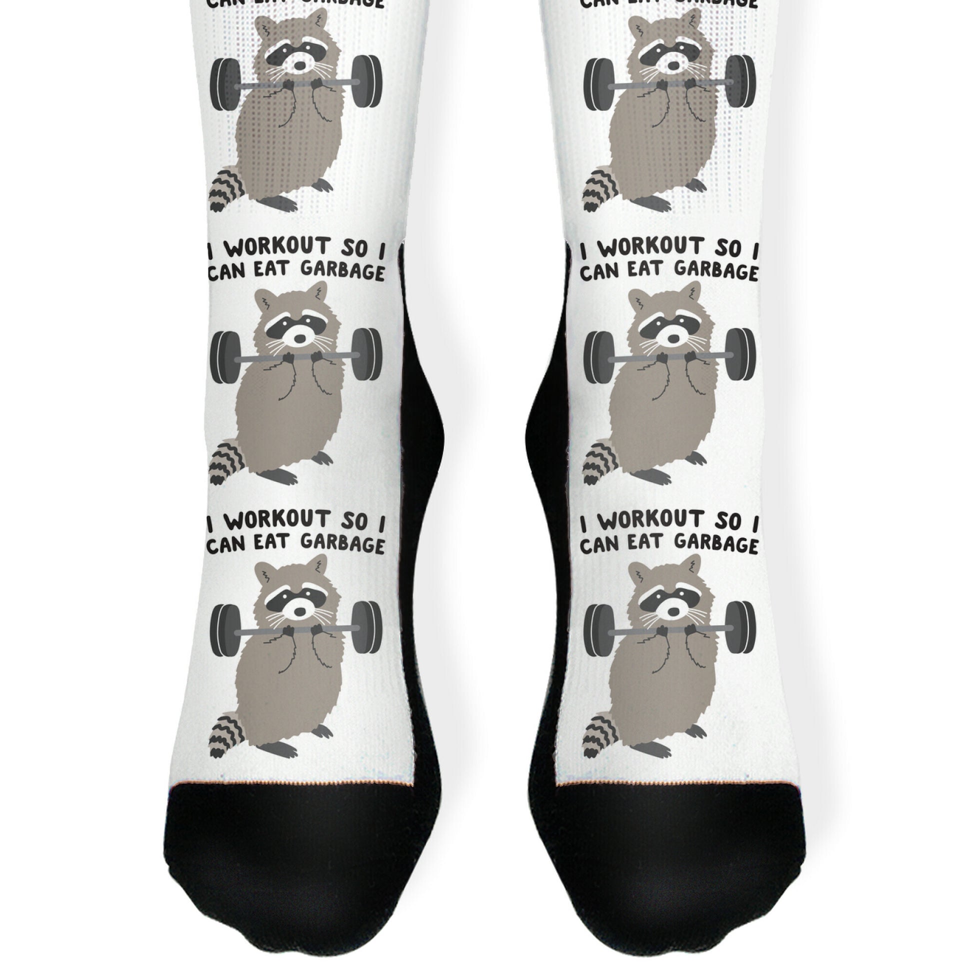 I Workout So I Can Eat Garbage Raccoon Socks