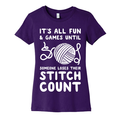 It's All Fun and Games Until Someone Loses Their Stitch Count Women's Cotton Tee