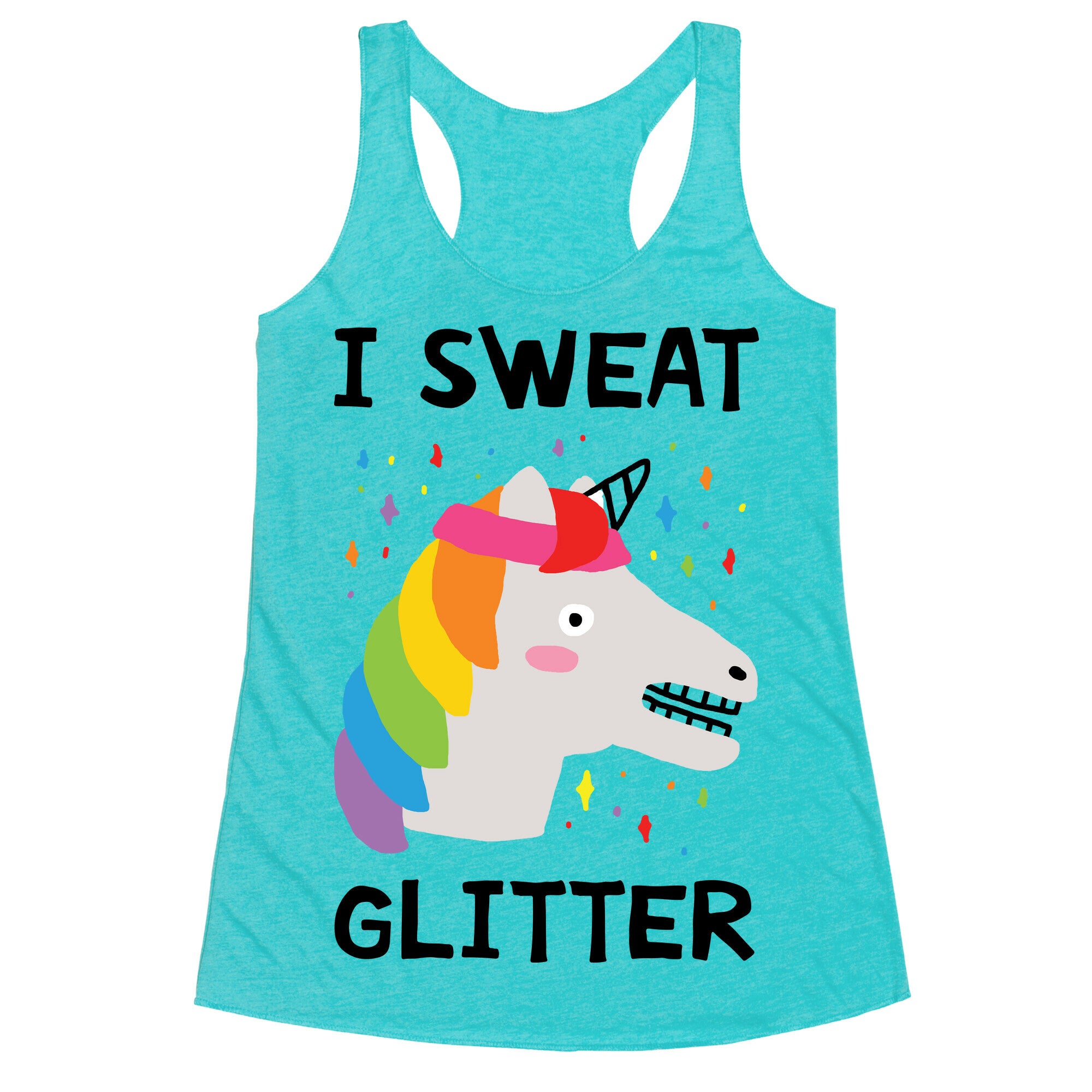 I Sweat Glitter Unicorn Racerback Tank