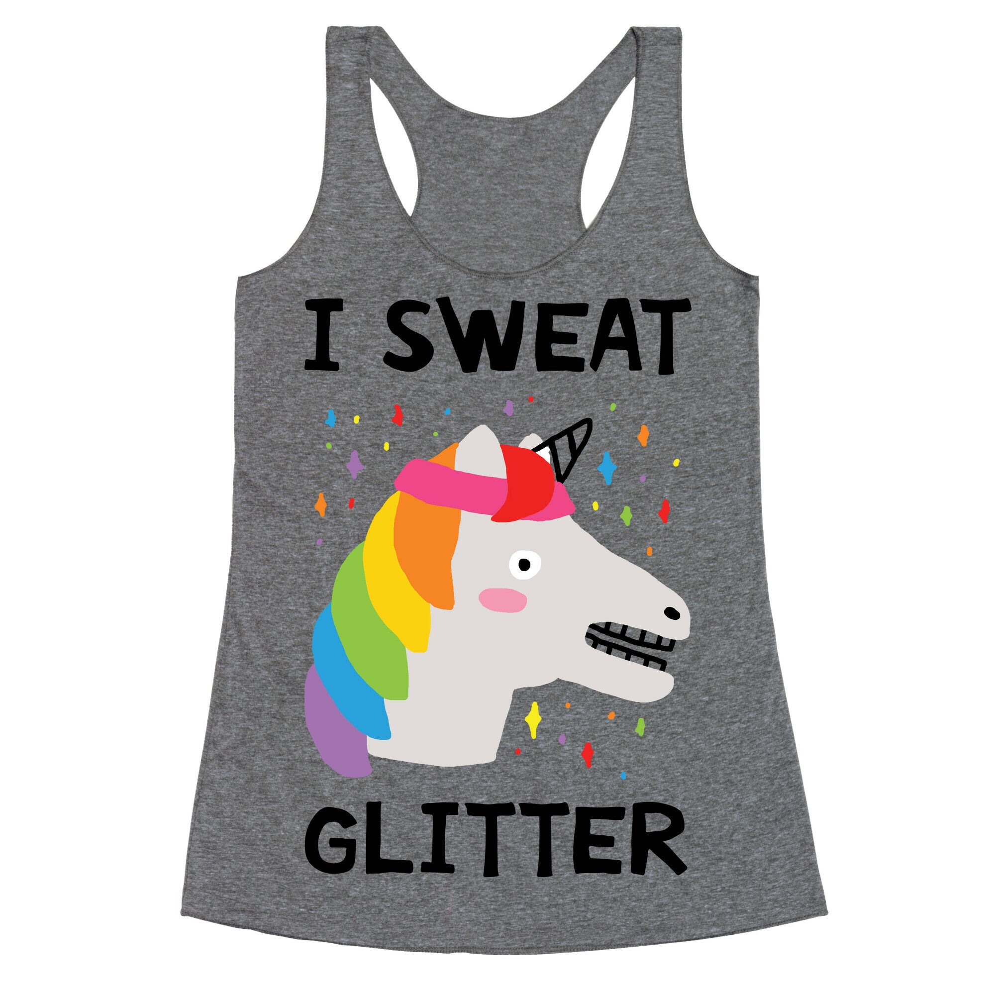I Sweat Glitter Unicorn Racerback Tank