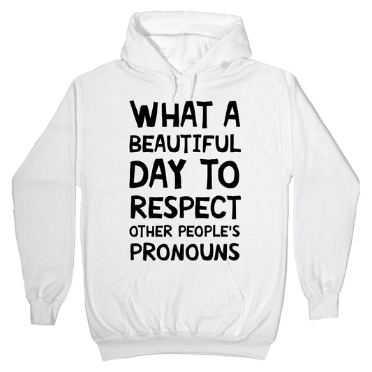 What A Beautiful Day To Respect Other People's Pronouns Hoodie