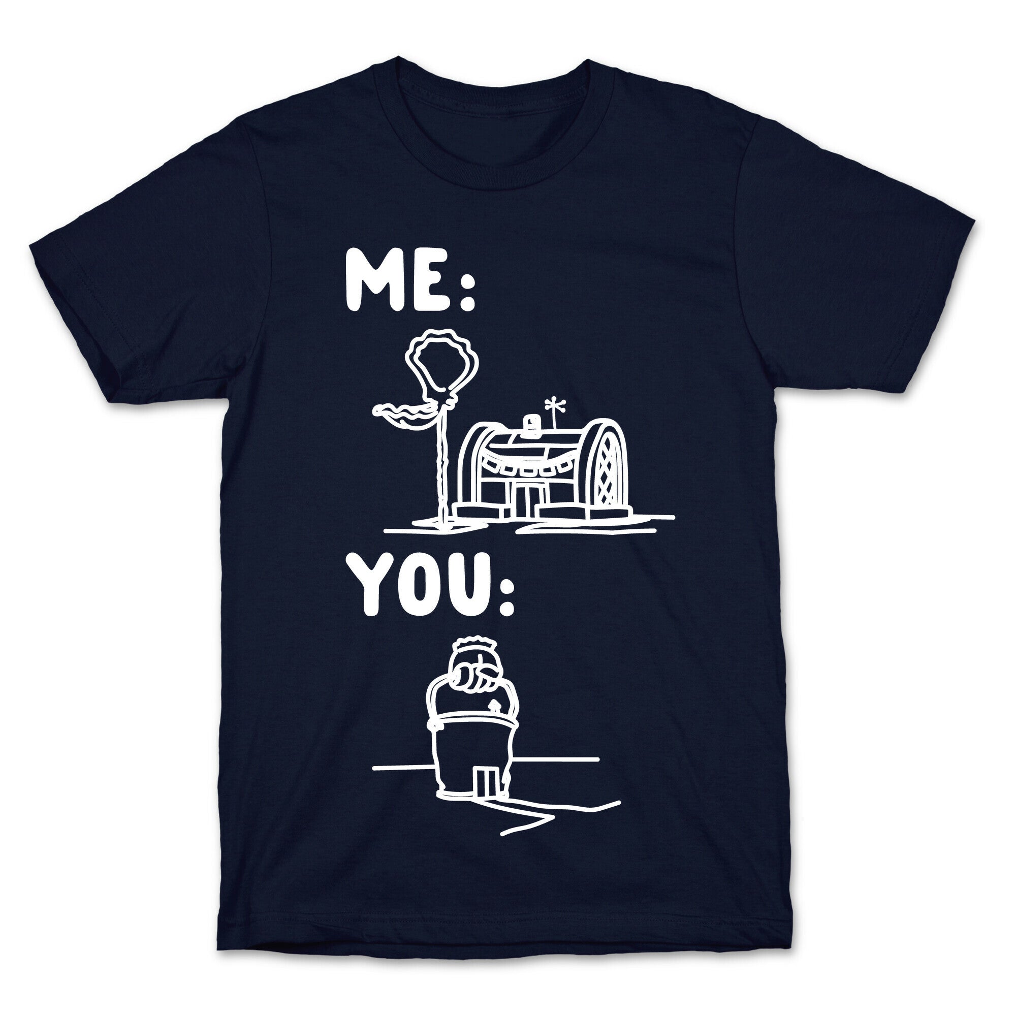 Me Vs. You Crust Chum Meme Parody White Print T-Shirt