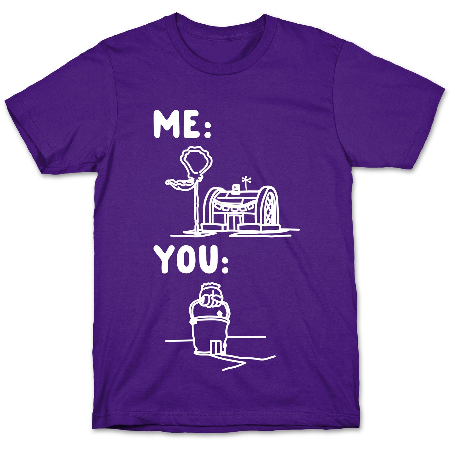 Me Vs. You Crust Chum Meme Parody White Print T-Shirt