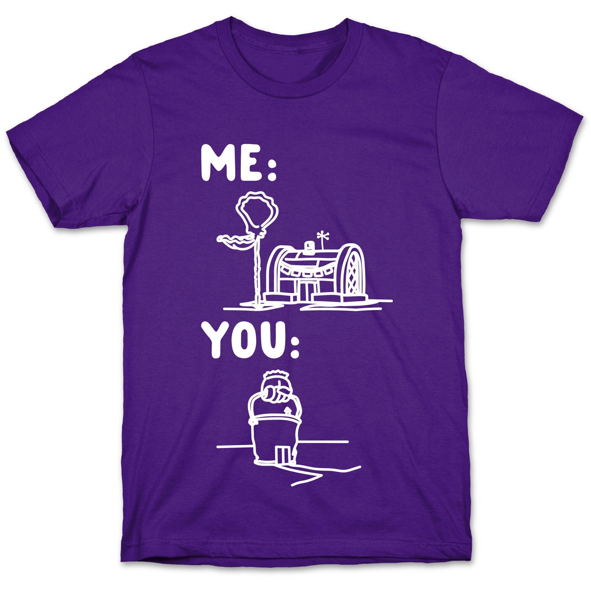 Me Vs. You Crust Chum Meme Parody White Print T-Shirt