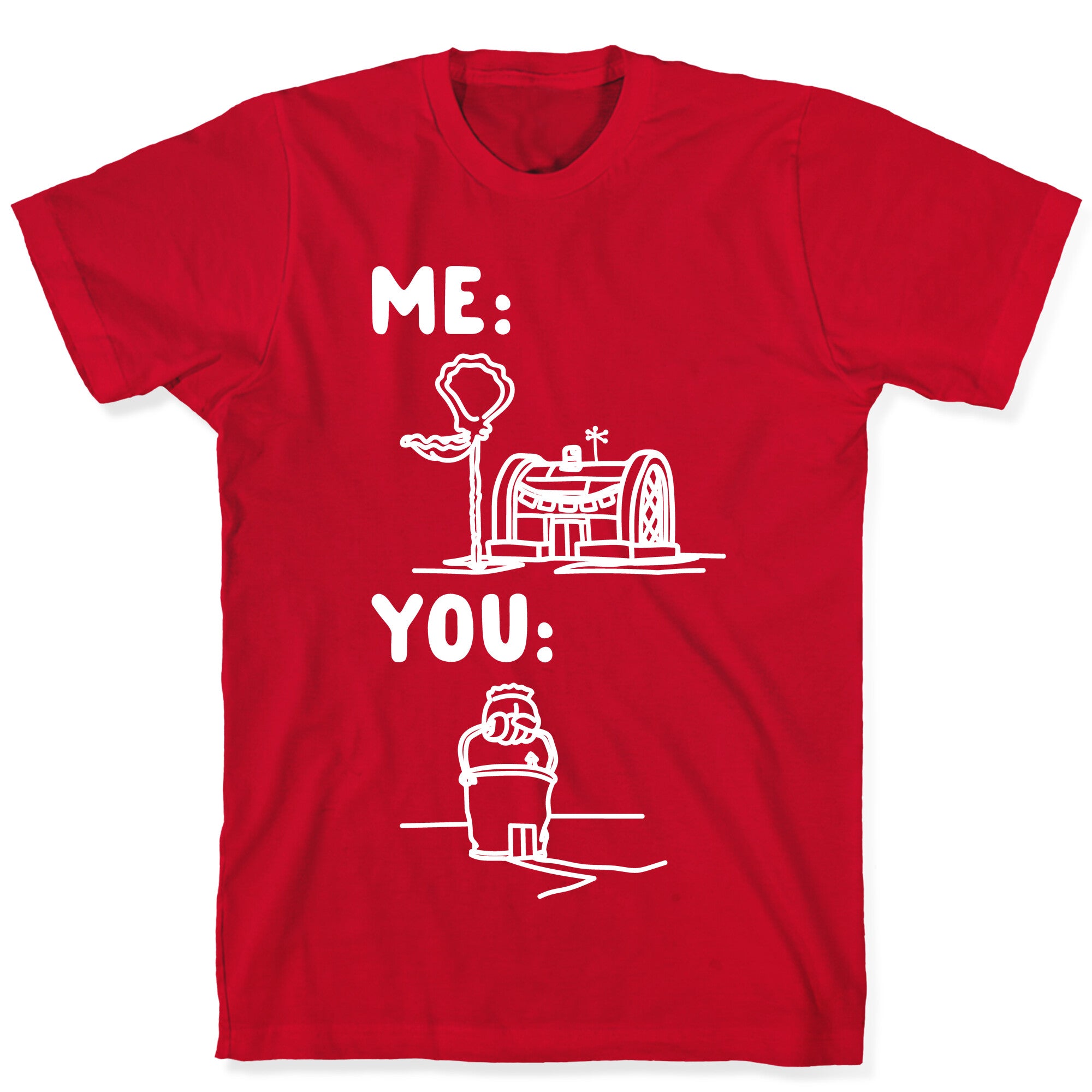 Me Vs. You Crust Chum Meme Parody White Print T-Shirt