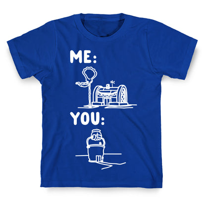 Me Vs. You Crust Chum Meme Parody White Print T-Shirt