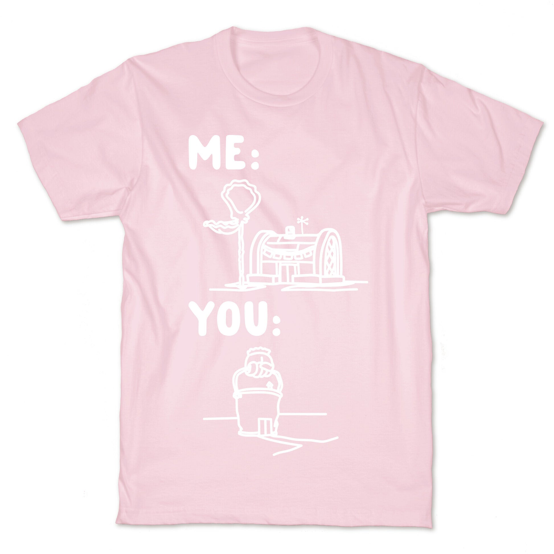 Me Vs. You Crust Chum Meme Parody White Print T-Shirt