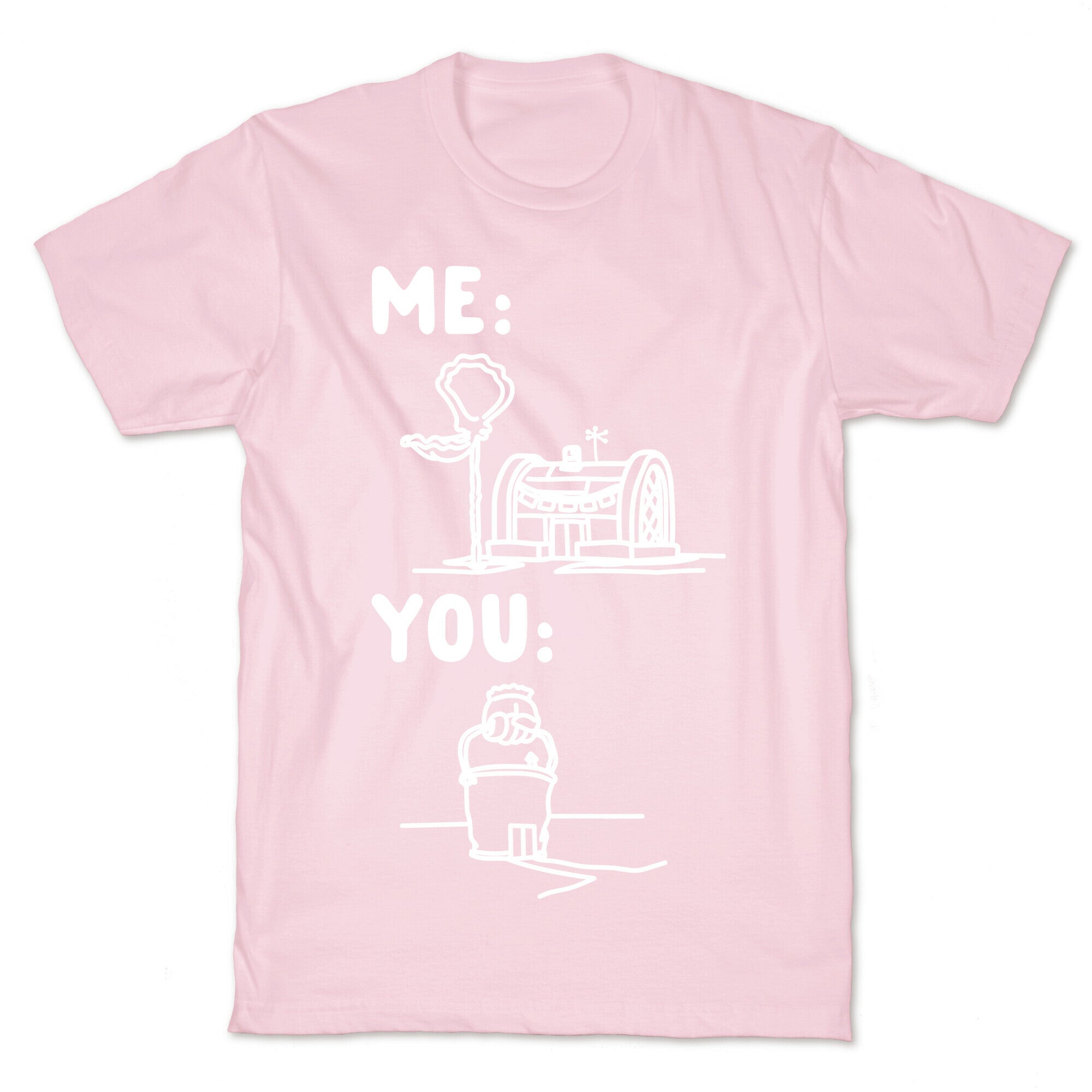 Me Vs. You Crust Chum Meme Parody White Print T-Shirt