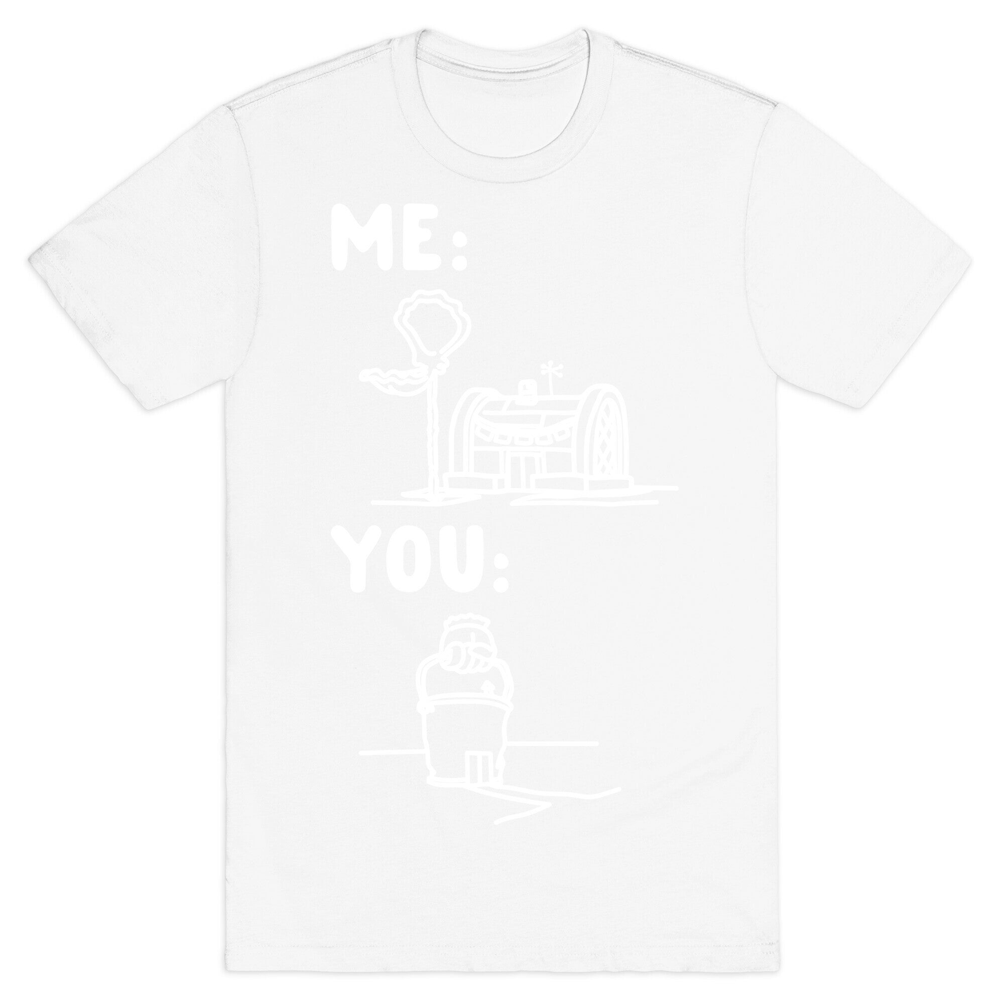 Me Vs. You Crust Chum Meme Parody White Print T-Shirt