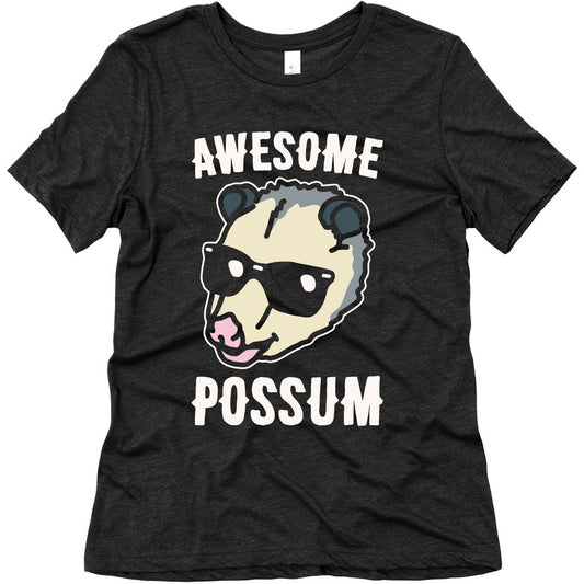 Awesome Possum White Print Women's Triblend Tee