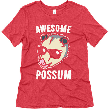 Awesome Possum White Print Women's Triblend Tee