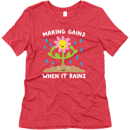 Making Gains When It Rains Flower Women's Triblend Tee