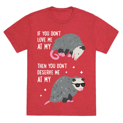 If You Don't Love Me At My Worst Then You Don't Deserve Me At My Best Opossum Unisex Triblend Tee