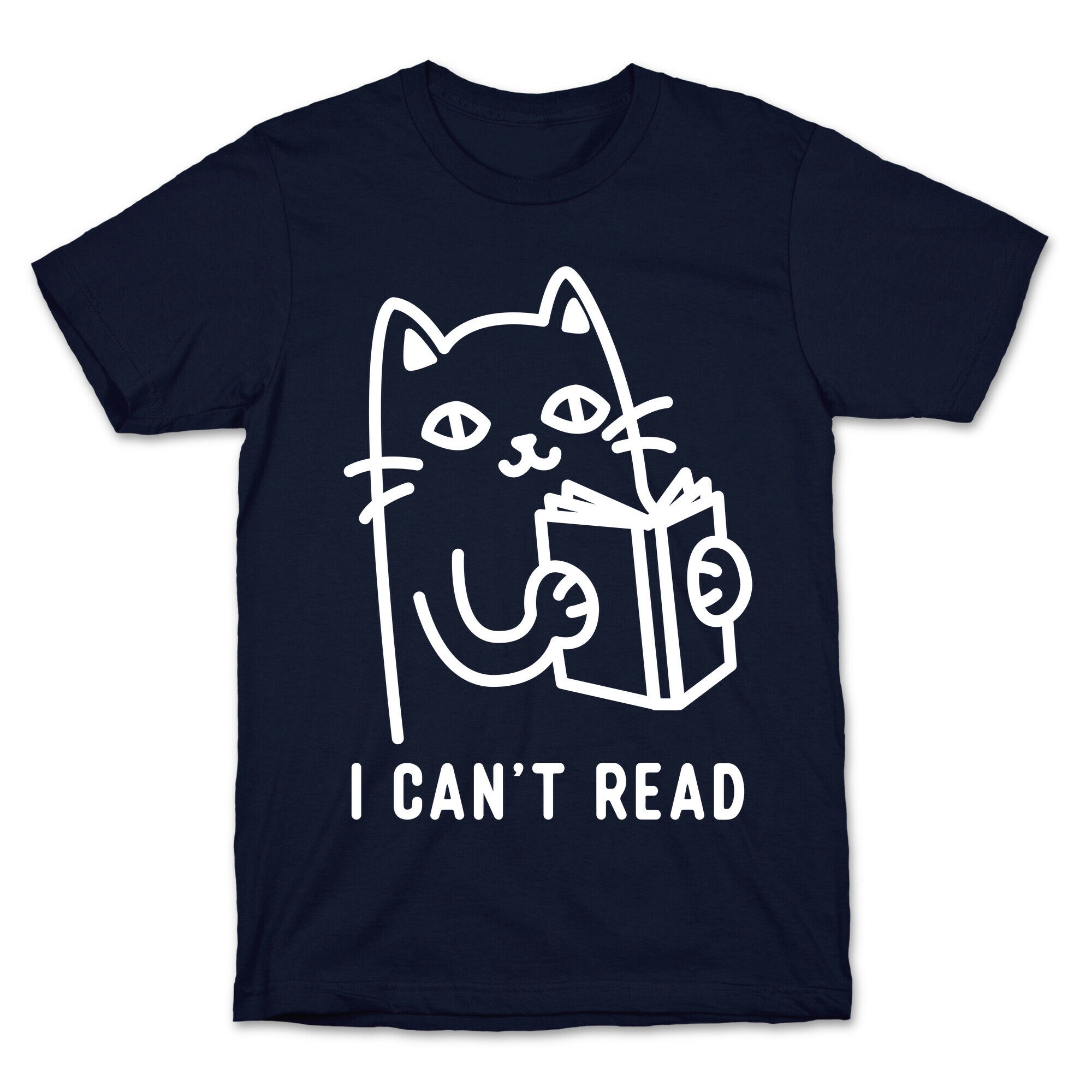 I Can't Read Cat T-Shirt