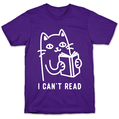 I Can't Read Cat T-Shirt