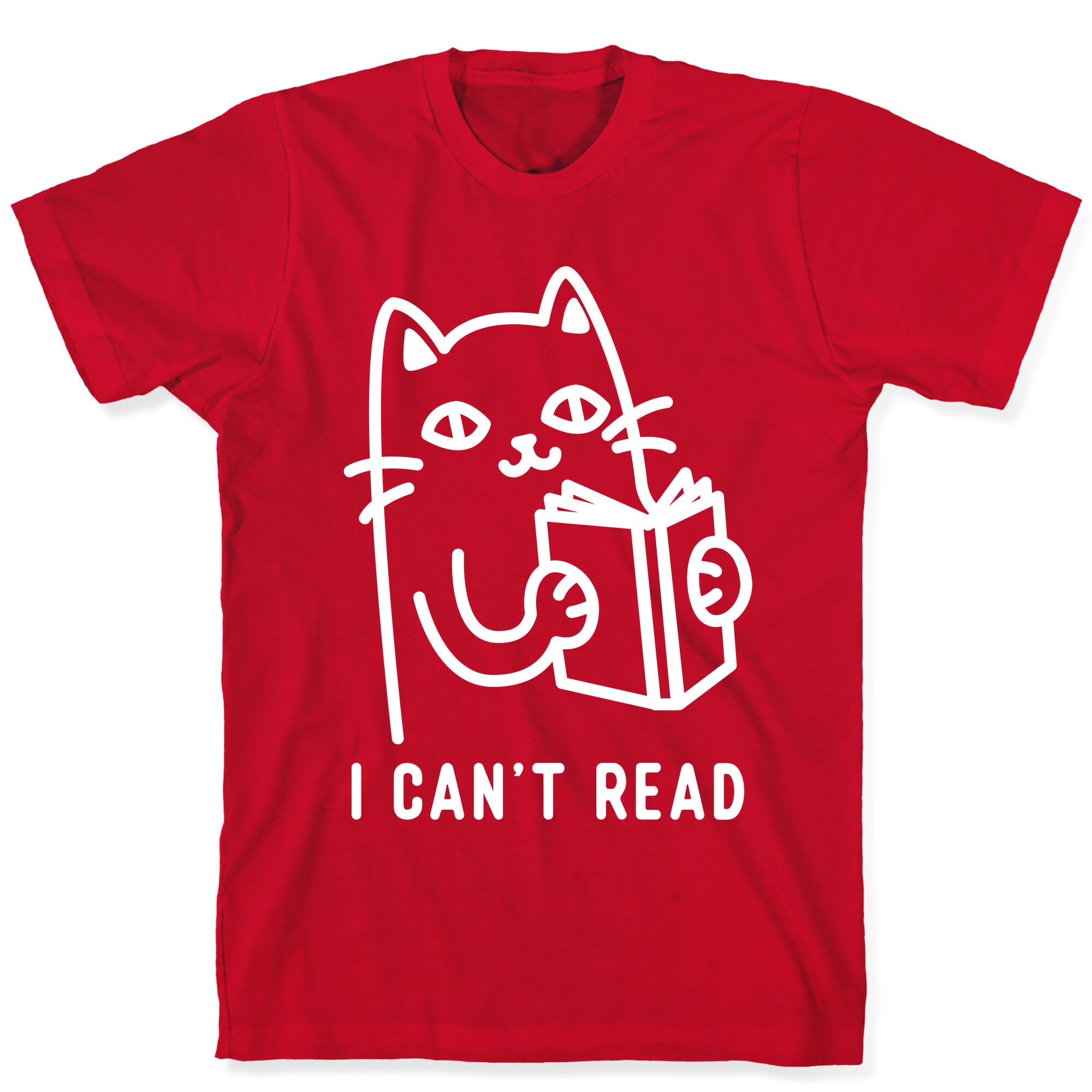 I Can't Read Cat T-Shirt