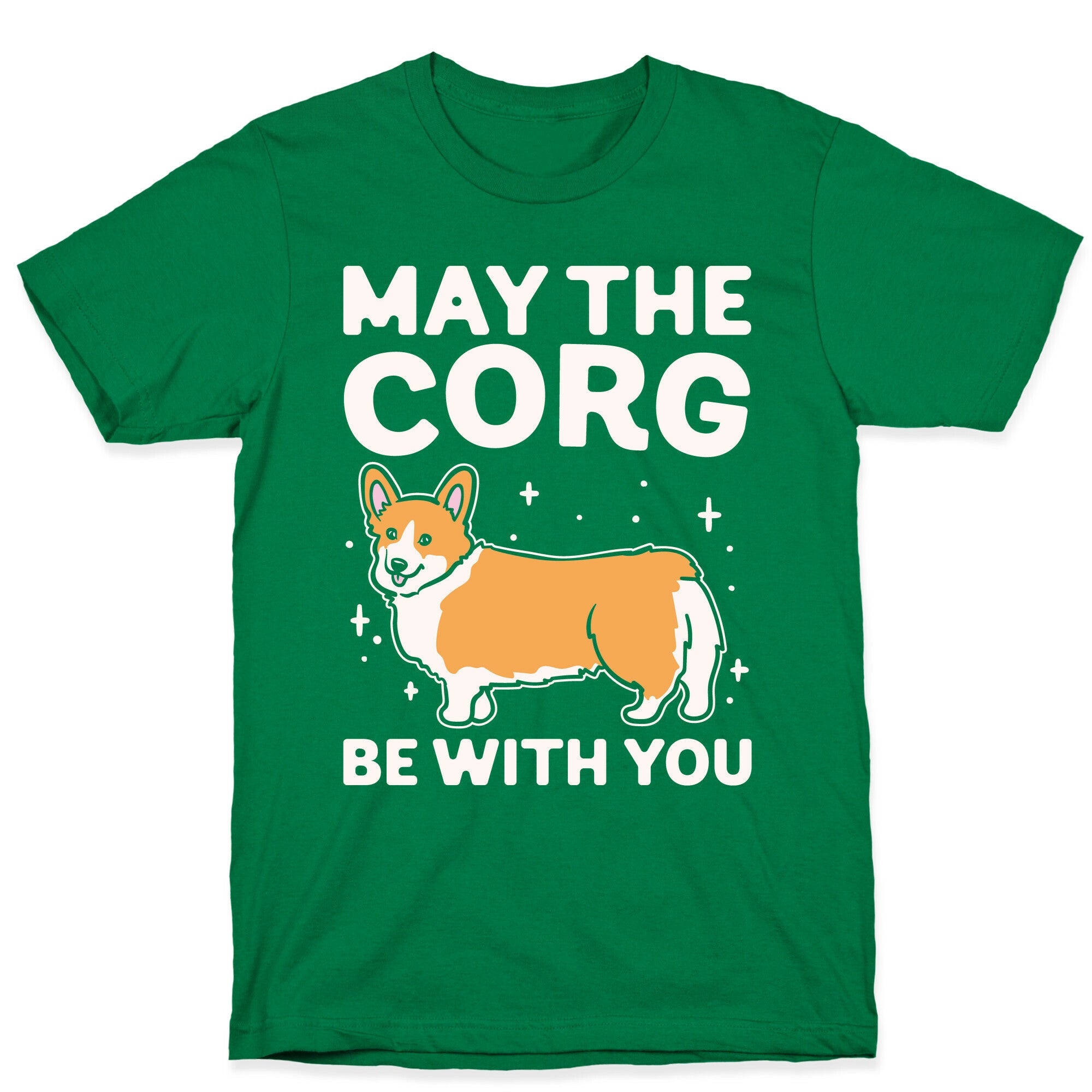 May The Corg Be With You Parody White Print T-Shirt