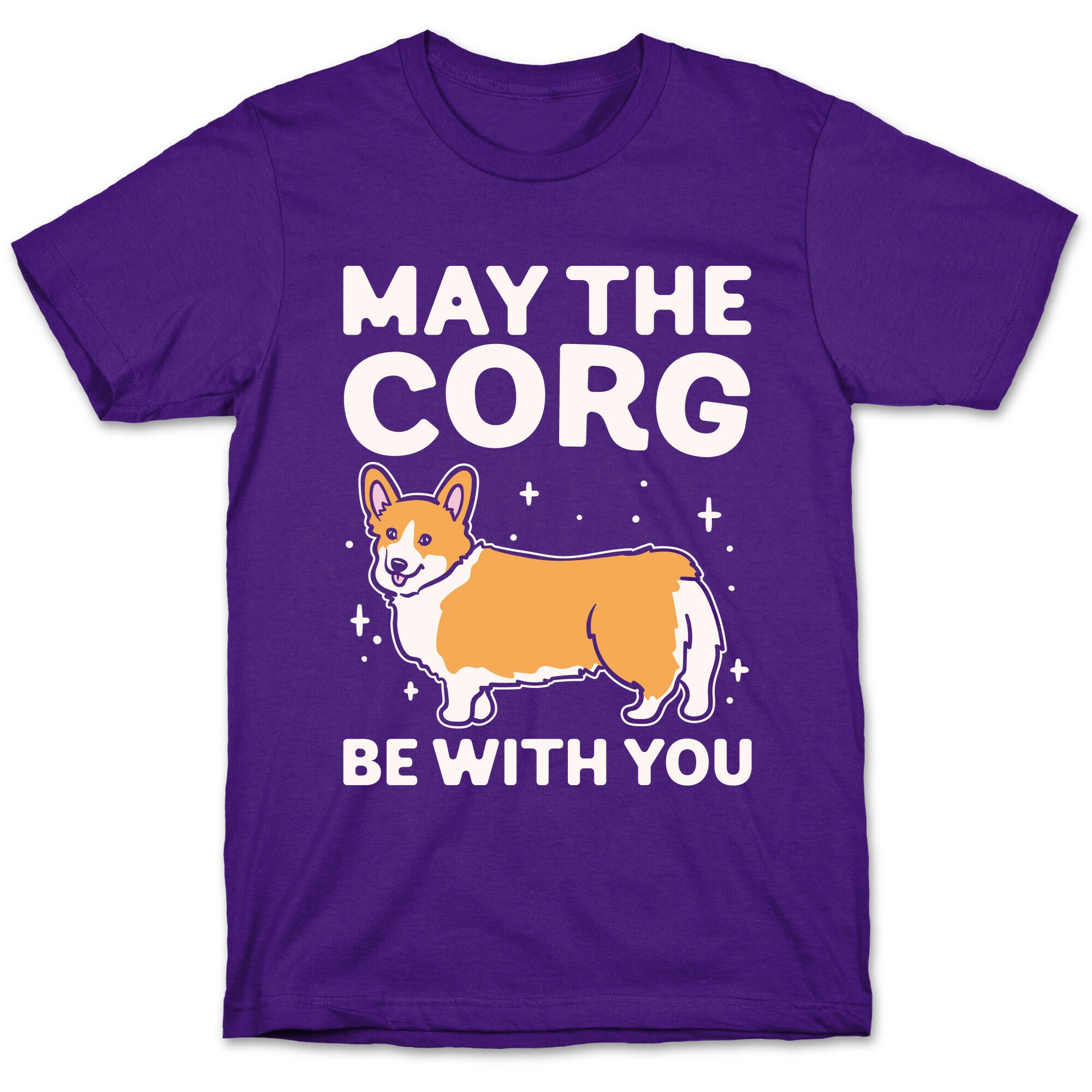 May The Corg Be With You Parody White Print T-Shirt