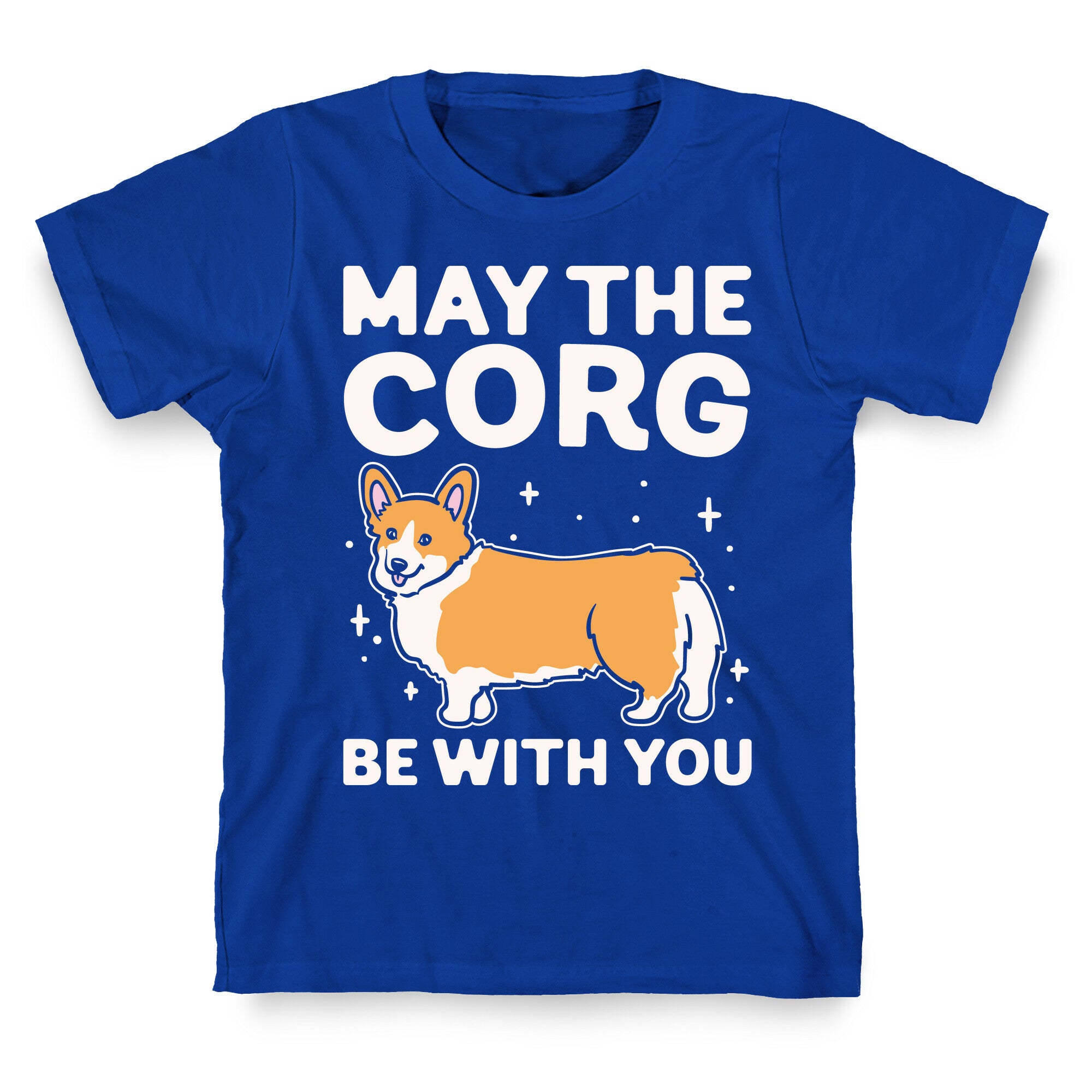 May The Corg Be With You Parody White Print T-Shirt