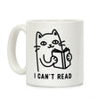 I Can't Read Cat Coffee Mug