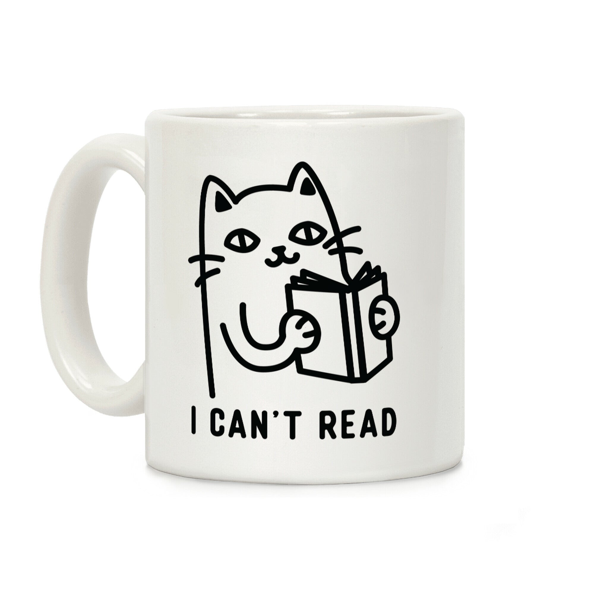 I Can't Read Cat Coffee Mug