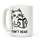 I Can't Read Cat Coffee Mug