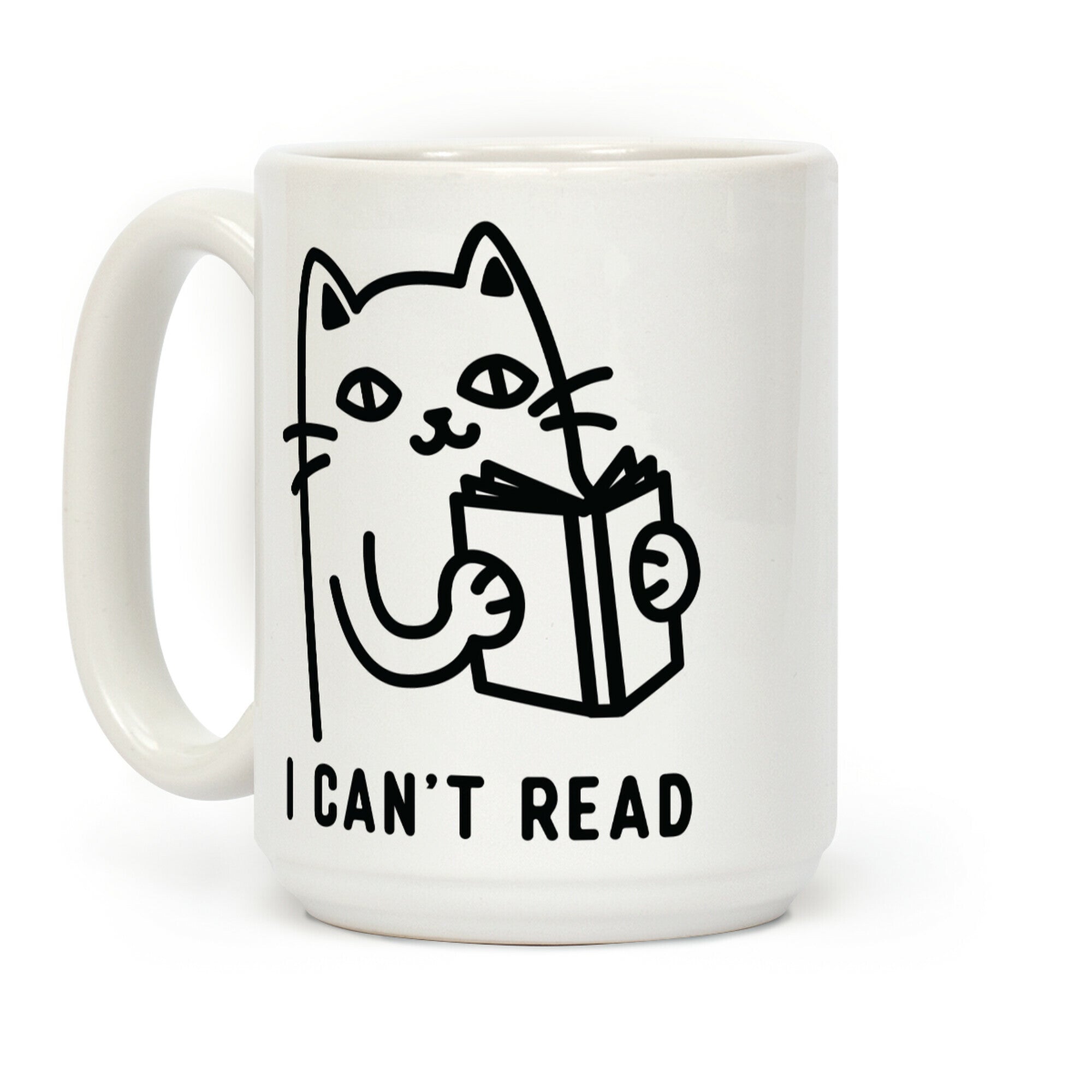 I Can't Read Cat Coffee Mug