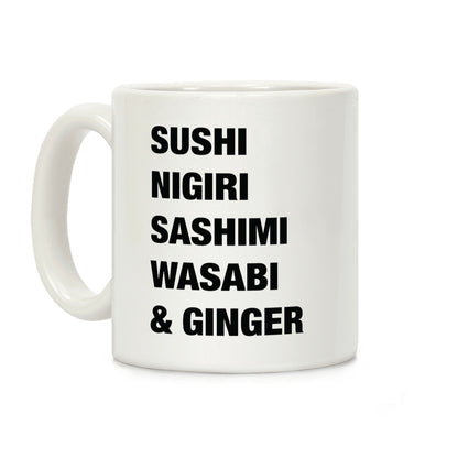 Sushi Nigiri Sashimi Wasabi & Ginger Coffee Mug