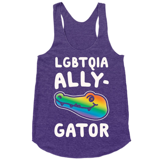 LGBTQIA Ally-Gator White Print Racerback Tank