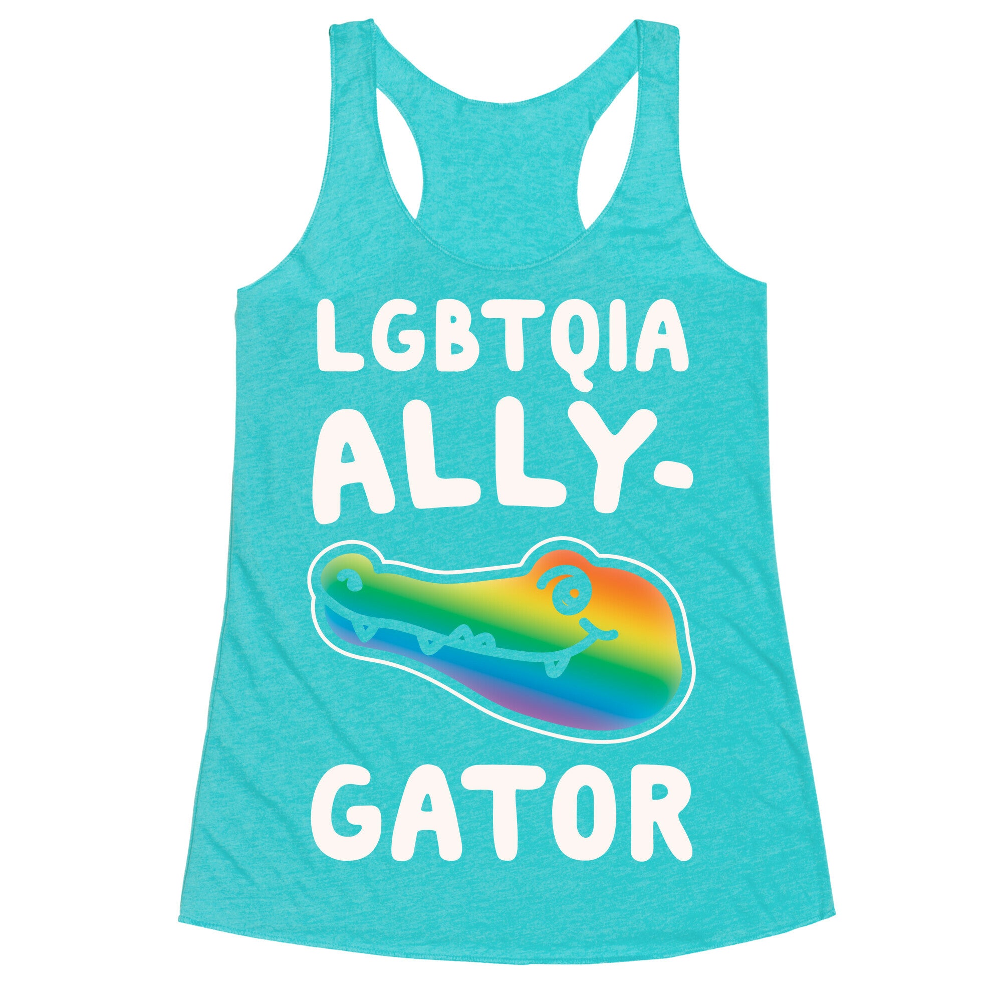 LGBTQIA Ally-Gator White Print Racerback Tank