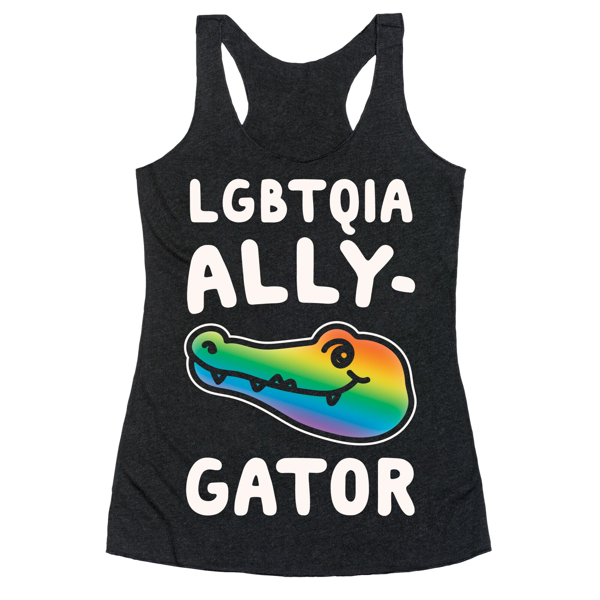 LGBTQIA Ally-Gator White Print Racerback Tank