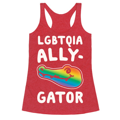 LGBTQIA Ally-Gator White Print Racerback Tank