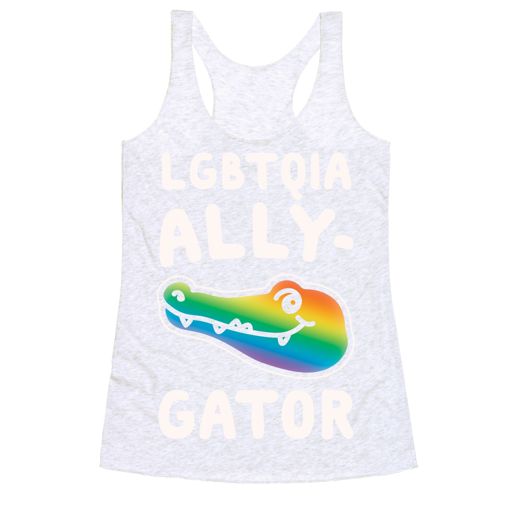 LGBTQIA Ally-Gator White Print Racerback Tank