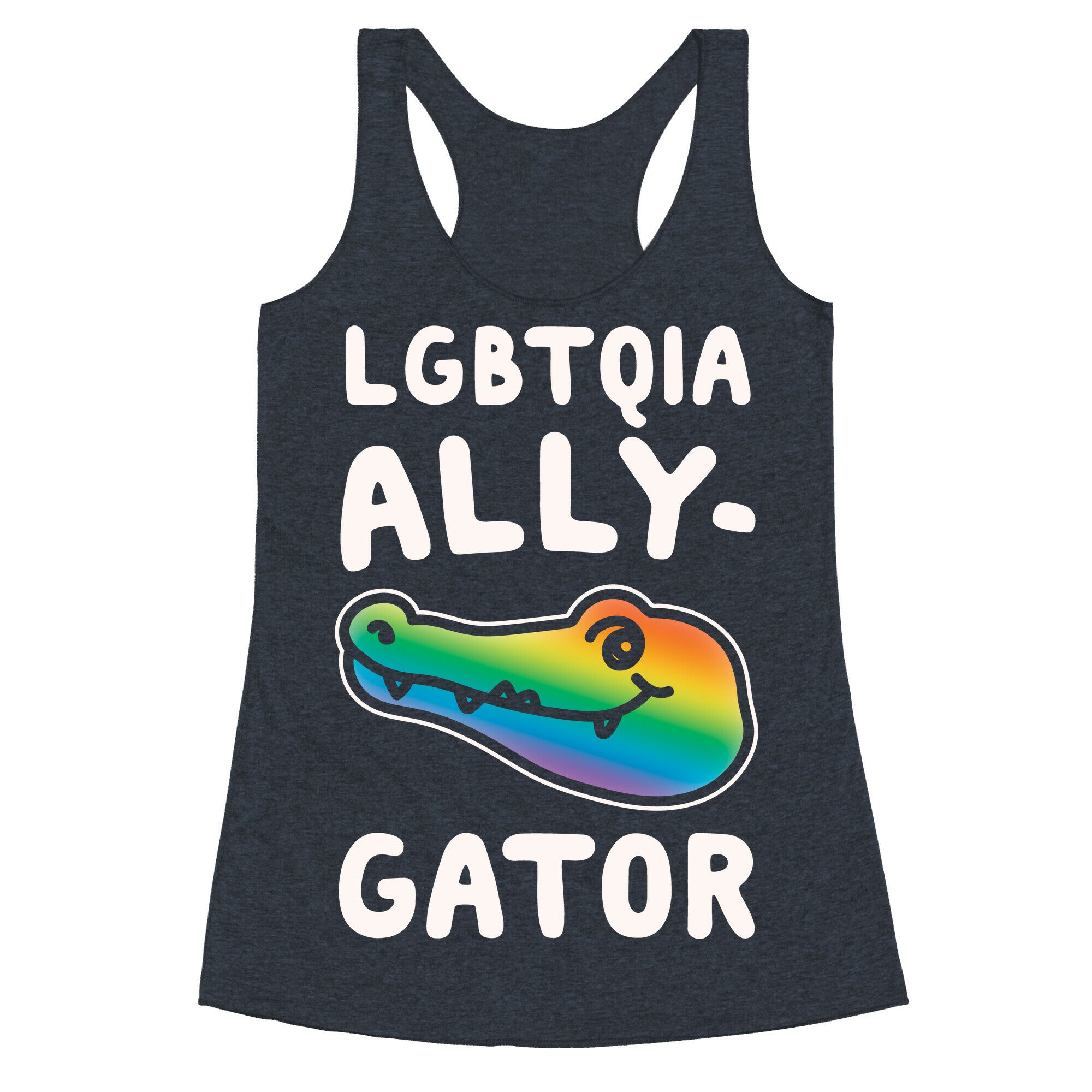 LGBTQIA Ally-Gator White Print Racerback Tank