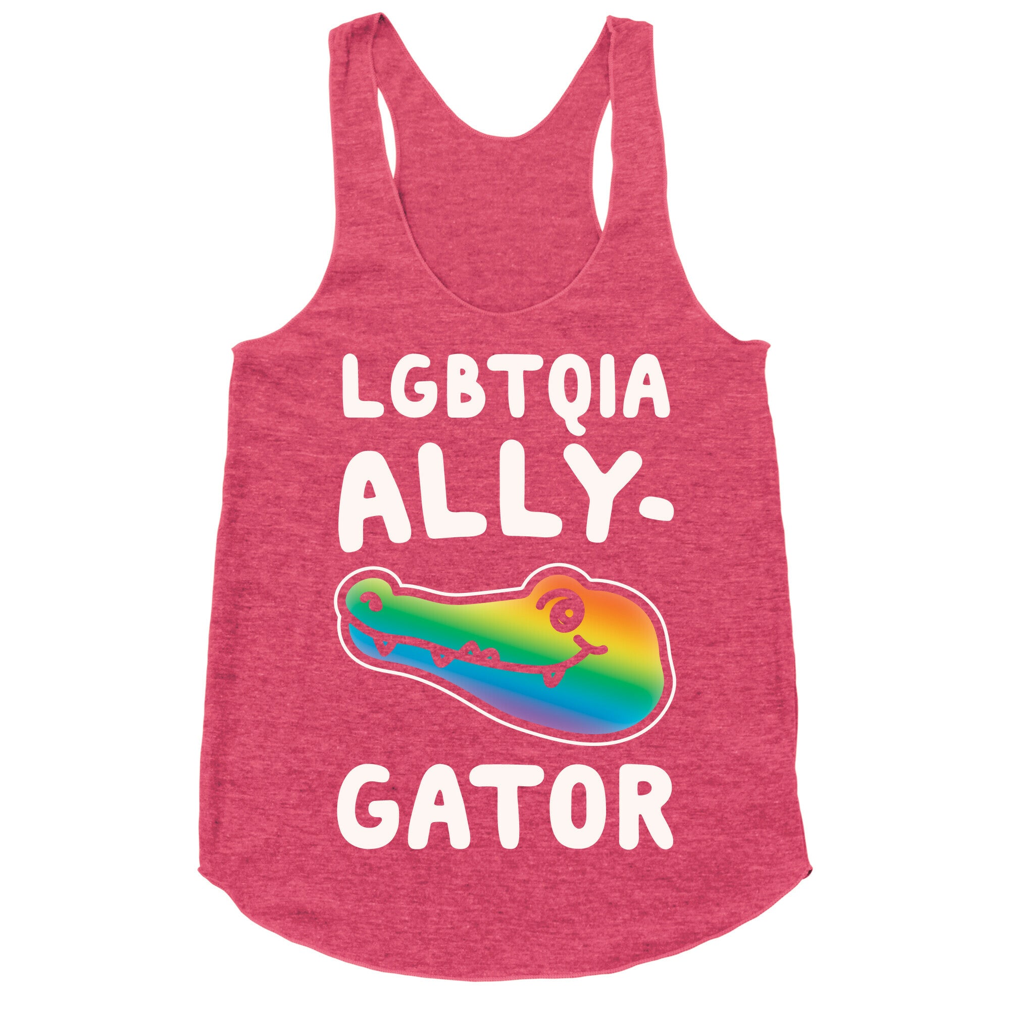 LGBTQIA Ally-Gator White Print Racerback Tank